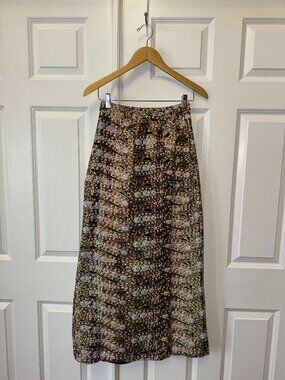Vintage 1970's Funky Finer Fashions Gold Metallic Lame Wrap Maxi Skirt